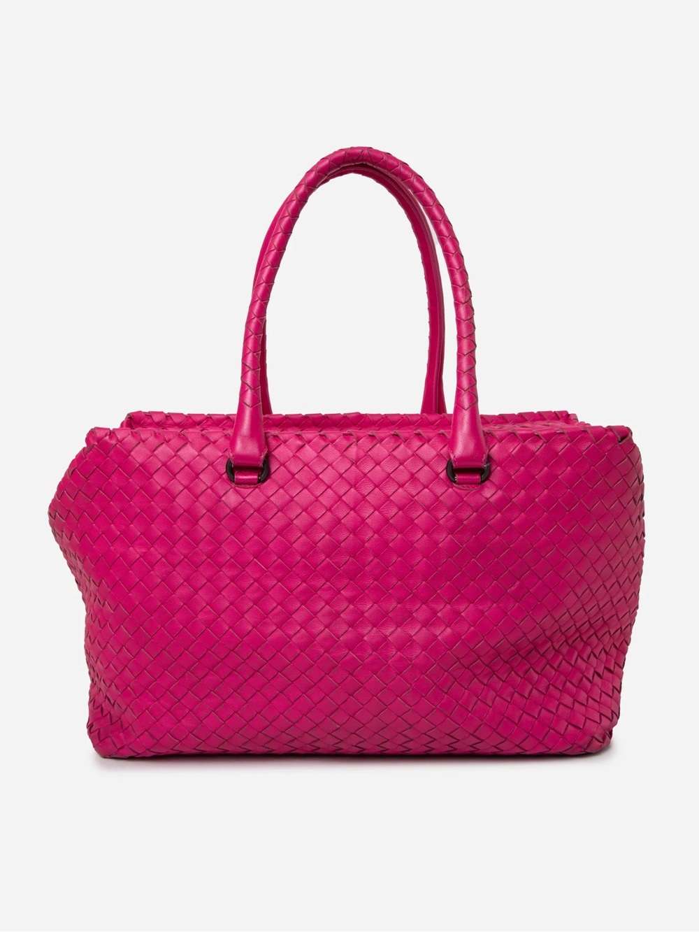 Bottega Veneta Leather Intrecciato Tote Bag Pink